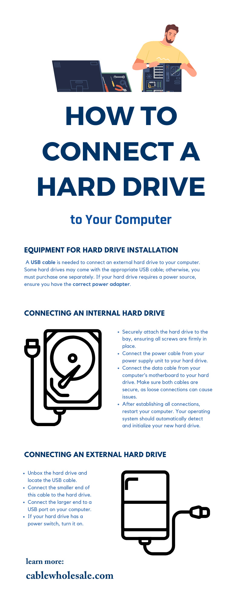 How To Connect a Hard Drive to Your Computer
